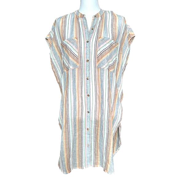 Anthropologie Holding Horses sz M Merida Striped Button Down Tunic /Dress Cotton - Picture 1 of 9